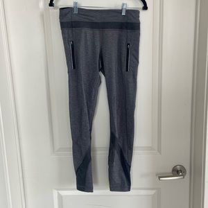 Grey lululemon leggings cropped with mesh detailing